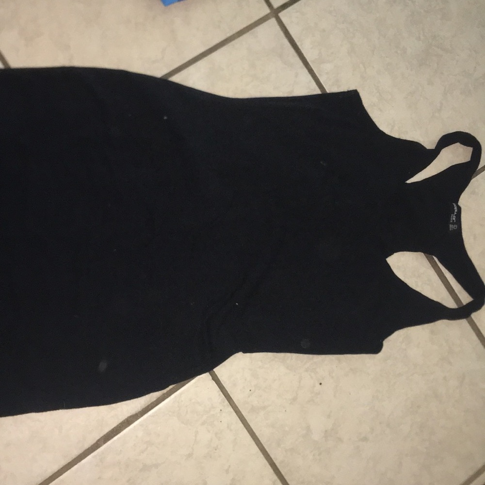 Black stretch dress below knees